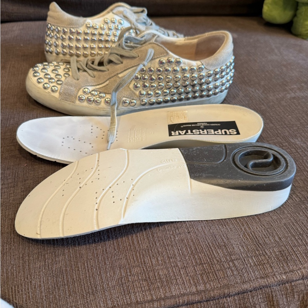 Golden Goose size41 Sneakers with silver studs- barely worn - Picture 7 of 8